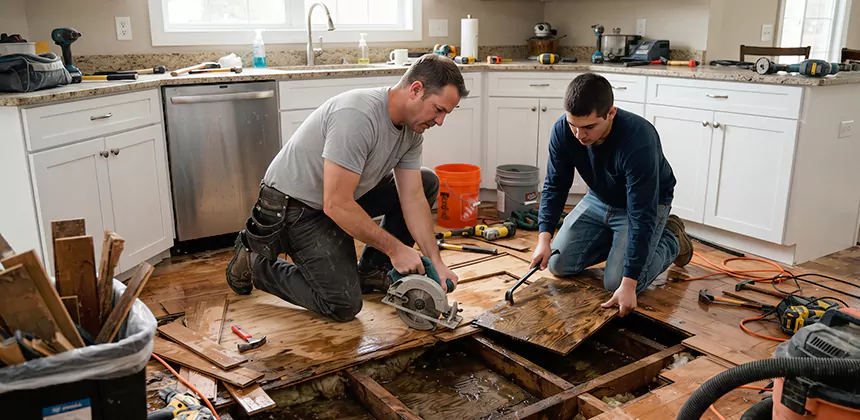 Kitchen Floor Water Damage Repair in Peoria